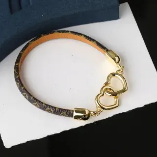 سوارة قلب Louis Vuitton جلد Monogram بني بلون ذهبي