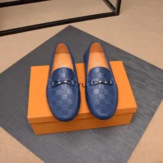 Louis Vuitton Horsebit 1955 Mocassin Bleu Damier Cuir