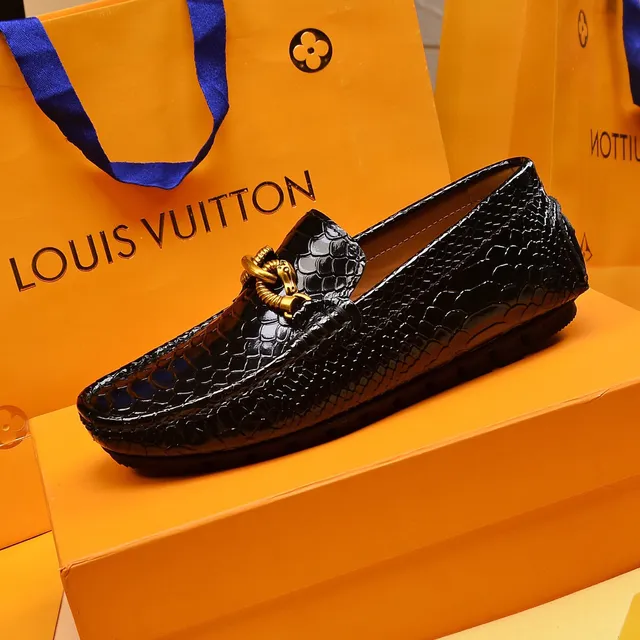Louis Vuitton Horsebit Loafer Black Patent Python Leather Loafers 6