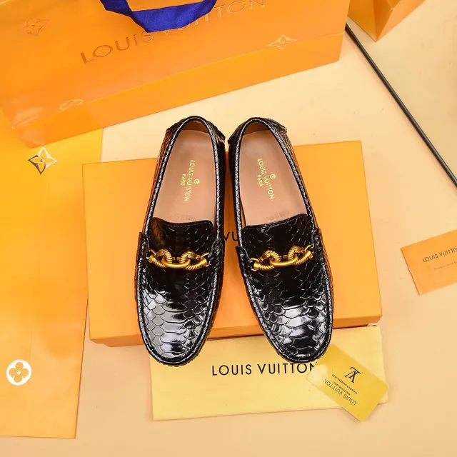 Louis Vuitton Horsebit Loafer Black Patent Python Leather Loafers 9