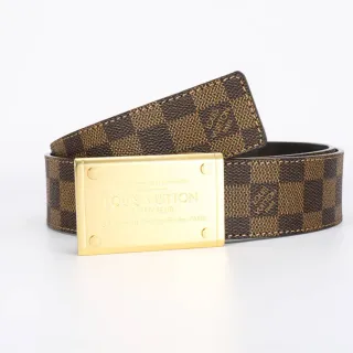 Louis Vuitton Inventeur Damier Ebène चमड़े की बेल्ट