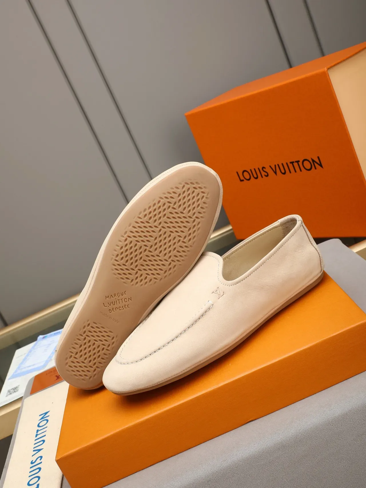 Louis Vuitton Loafer Beige Suede Slip-On Loafers 4