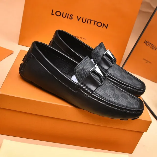 Louis Vuitton Mocassins Preto e Cinza Damier Check Tela Slip-On 8