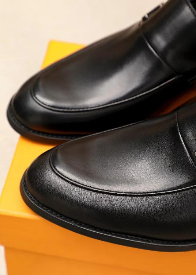 Louis Vuitton Loafer Black Leather LV Logo Medallion Loafers 6