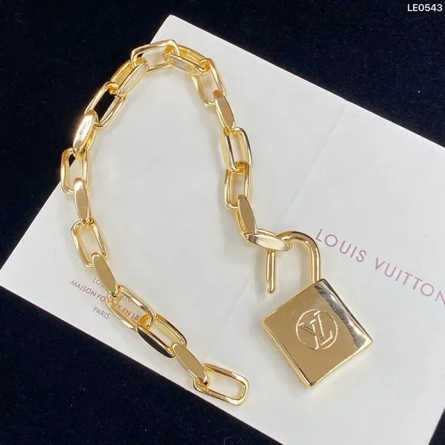 Louis Vuitton Lock It Gold-Tone Double Padlock Chain Necklace 6