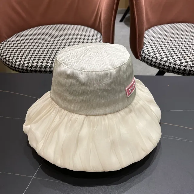 Louis Vuitton Logo Plaque Pleated Ruffled Bucket Hat 8