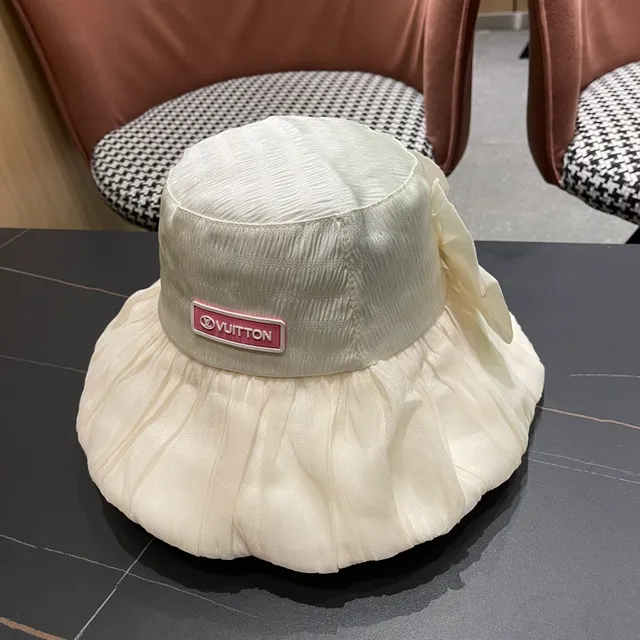 Louis Vuitton Logo Plaque Pleated Ruffled Bucket Hat 9