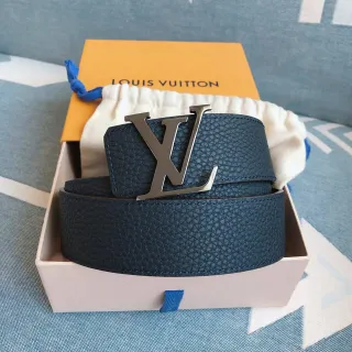 Louis Vuitton LV Cinto de Couro Azul Marinho Texturizado