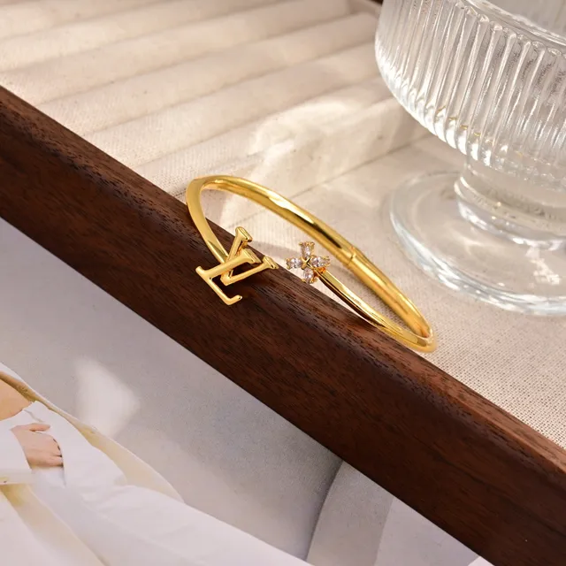 Louis Vuitton LV Butterfly Gold Transparent Open Bangle Bracelet 3