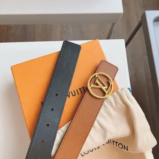 Louis Vuitton LV Circle Marrom Preto Circular Monograma Fivela Couro Granulado Cinto