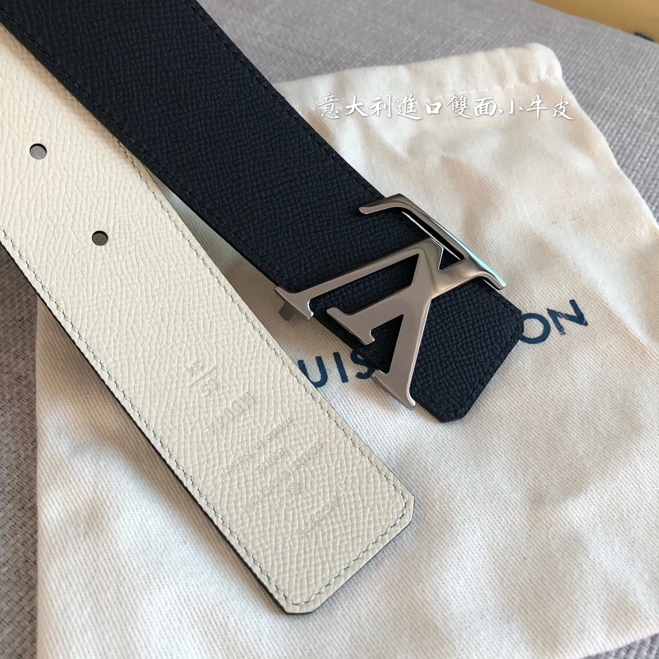 Louis Vuitton LV Initiales 40mm Cinto de couro preto liso 6