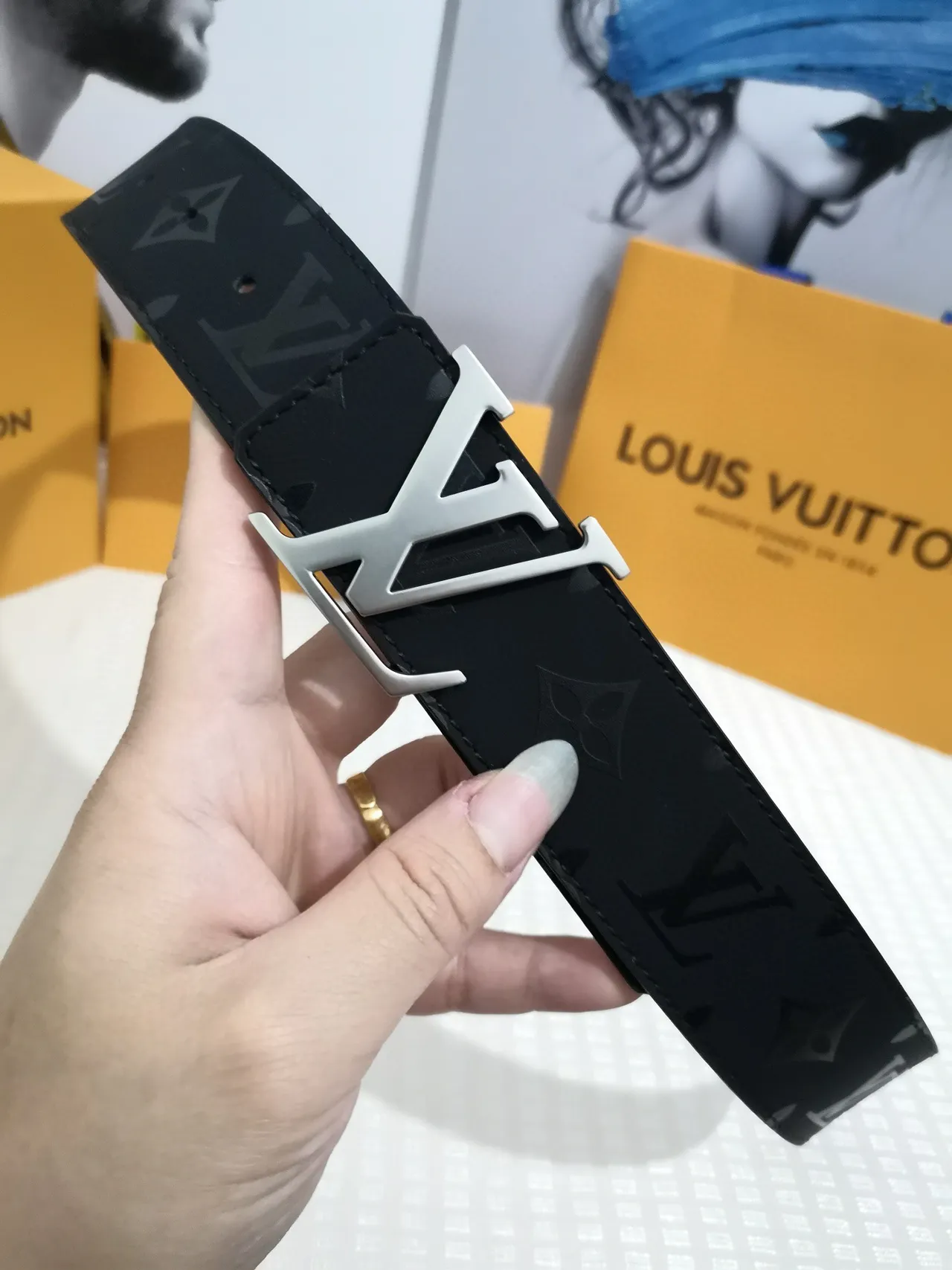 Louis Vuitton LV Initiales Black Monogram Leather Belt 5