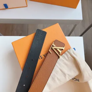 Louis Vuitton LV Initiales 棕黑 互锁扣 压纹皮革腰带