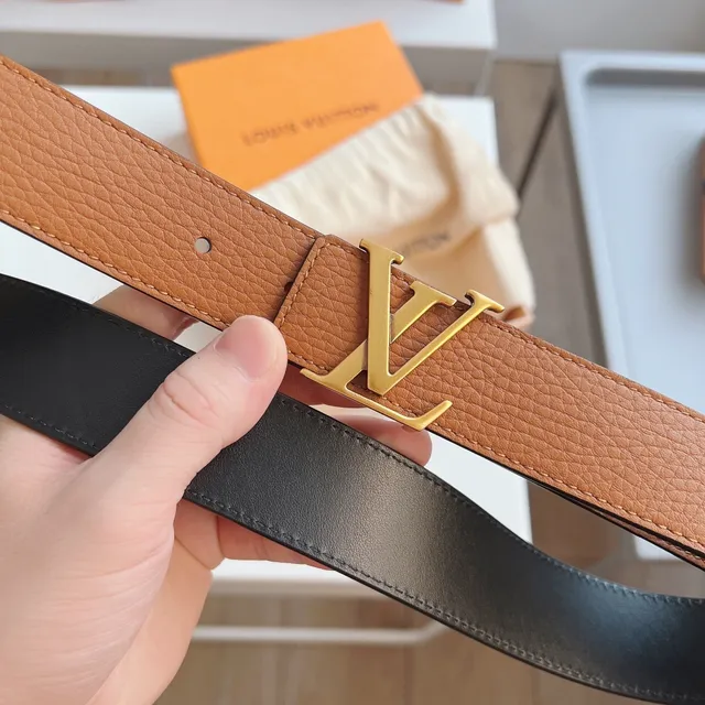 Louis Vuitton LV Initiales Brown Black Interlocking Buckle Pebbled Leather Belt 7