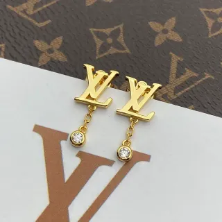 أقراط لويس فيتون LV Inicials ذهبي شفاف मोनोग्राम लॉगो قطرة معلقة