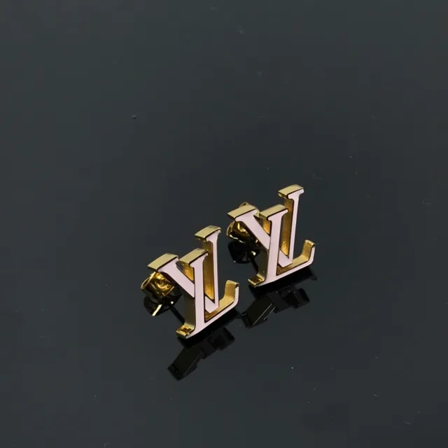 Louis Vuitton LV Initials White Enamel Gold-Tone Stud Earrings 4