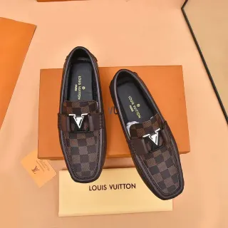 Louis Vuitton LV Mocassins Marron Damier Ebène Toile