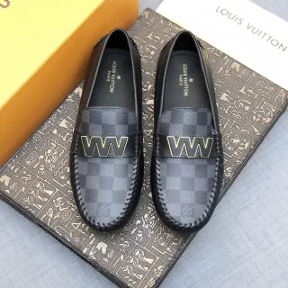 Louis Vuitton LV লোফার ড্যামিয়ার গ্রাফাইট ব্ল্যাক লেদার লোফার্স