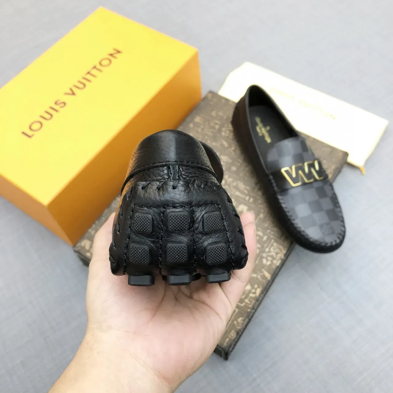 Louis Vuitton LV Loafer Damier Graphite Black Leather Loafers 6