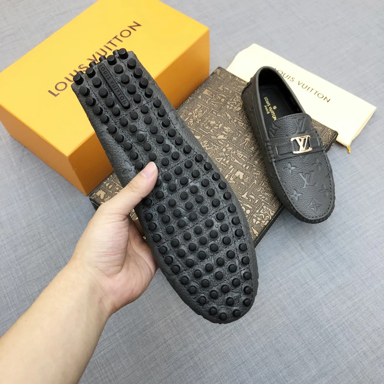 Louis Vuitton LV Loafer Gray Monogram Leather Loafers 7