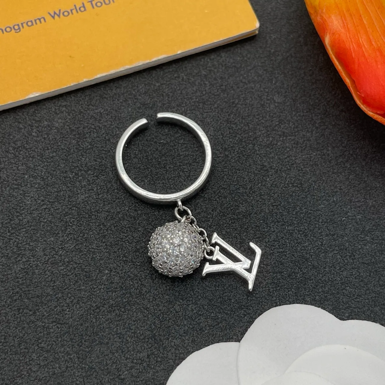 Louis Vuitton LV Monogram and Pavé Crystal Sphere Ring 8