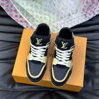 Louis Vuitton LV Trainer Tênis Lifestyle Preto Bege Low-Top Material Misto