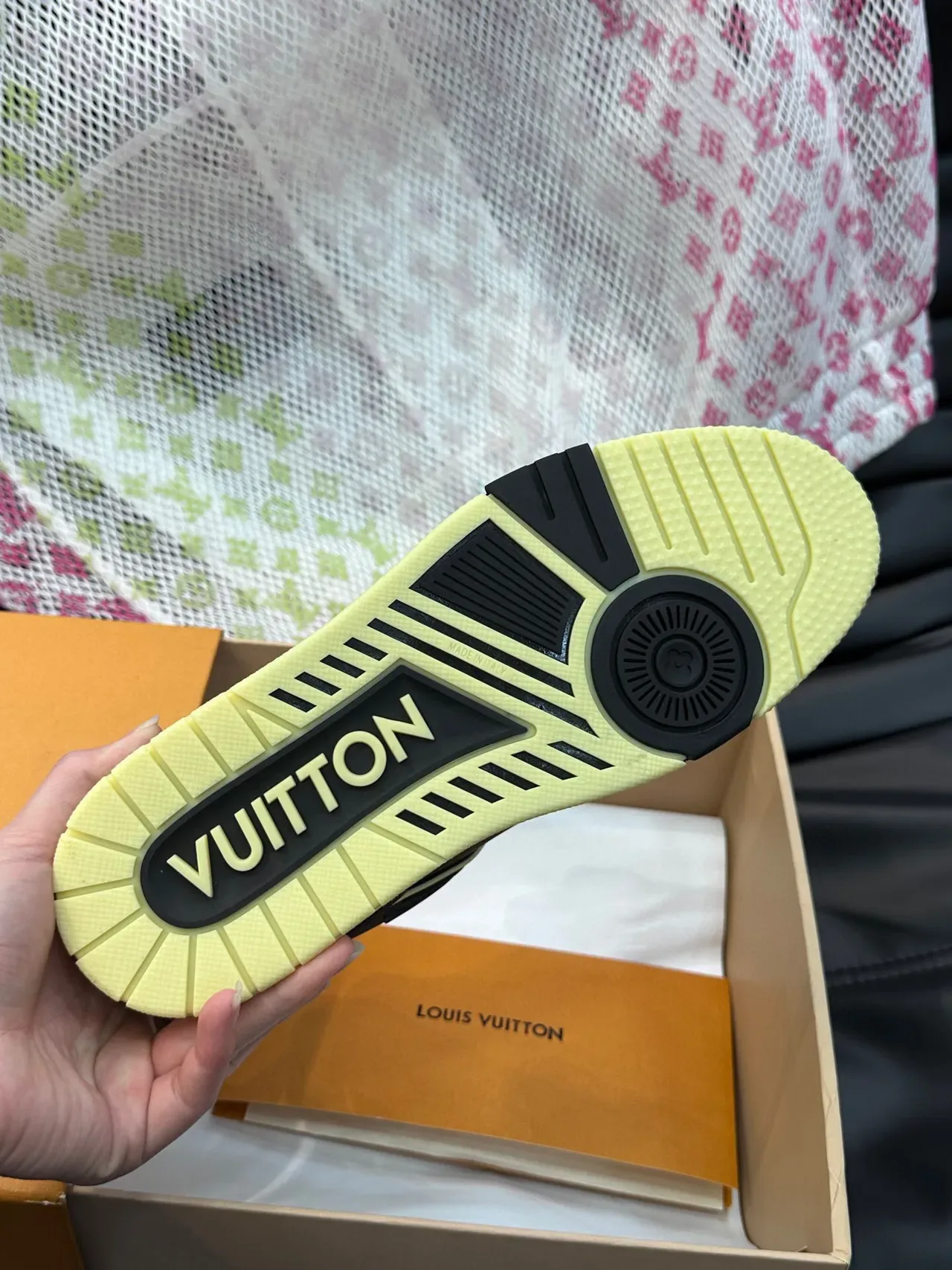 Louis Vuitton LV Trainer Sneakers Lifestyle Noir Beige Low-Top Matériau Mixte 9