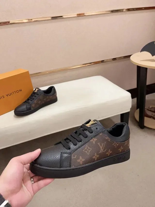लुई विटन LV Trainer काला भूरा मोनोग्राम कैनवास लेदर ओवरले लाइफस्टाइल स्नीकर 3