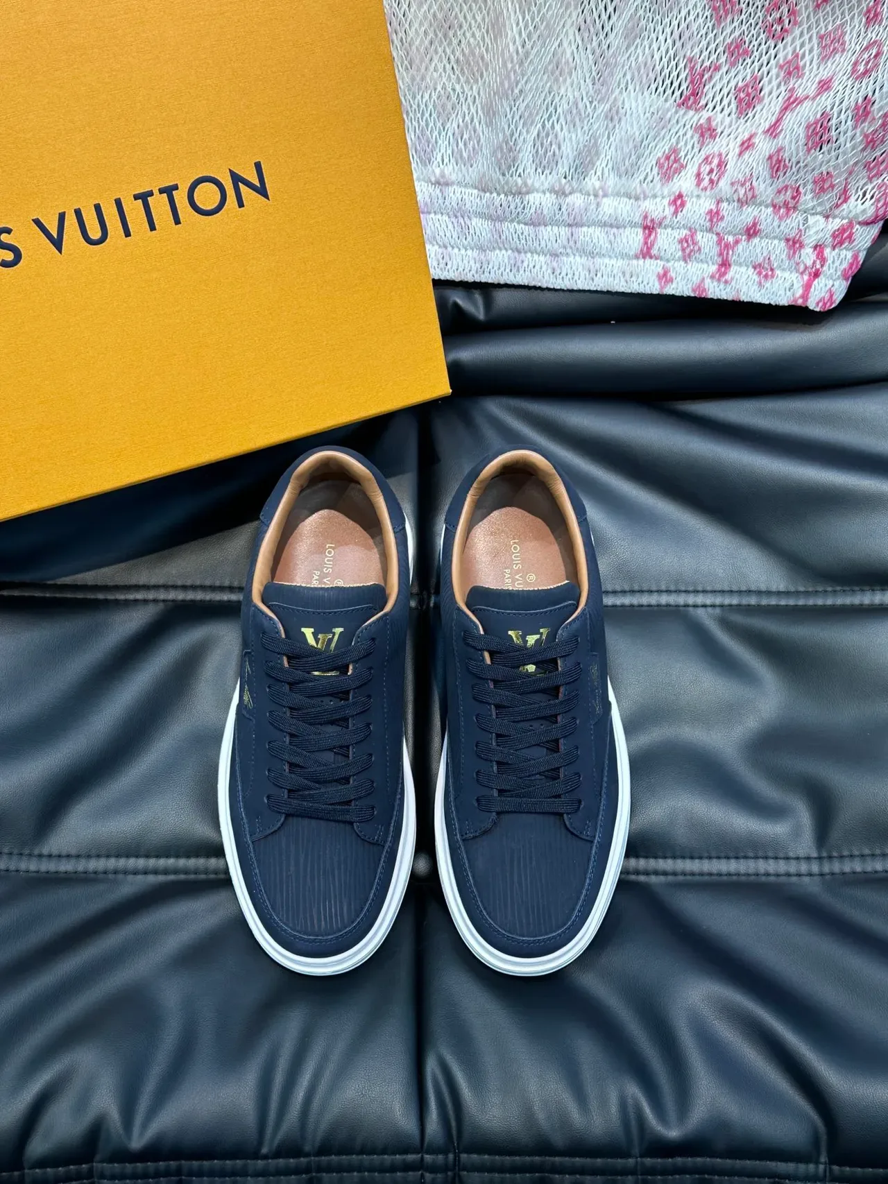 Louis Vuitton LV Trainer Black Gold Ribbed Suede Upper Monogram Lifestyle Sneakers 5