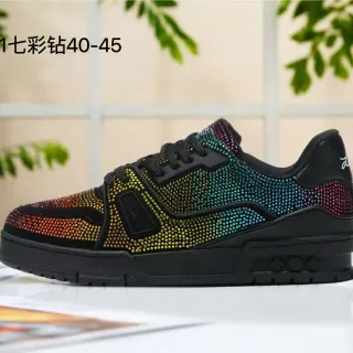 Louis Vuitton LV Trainer Negro Multicolor Cristal-Embellecido Gradiente Estilo de Vida Zapatillas deportivas
