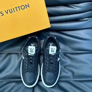 Louis Vuitton LV Trainer Negro Blanco Cuero Superior Low-Top Lifestyle Sneakers