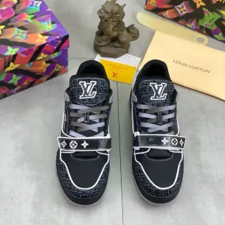 Louis Vuitton LV Trainer preto branco Monogram Canvas parte superior tubulação tênis lifestyle
