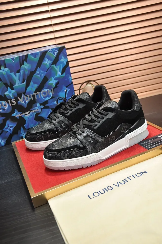 Louis Vuitton LV Trainer Black White Monogram Leather Suede Accents Lifestyle Sneakers 7