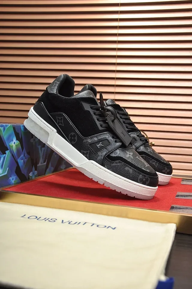 Louis Vuitton LV Trainer Black White Monogram Leather Suede Accents Lifestyle Sneakers 8