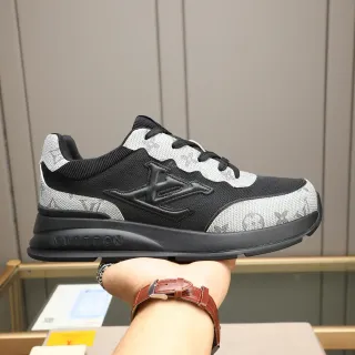Louis Vuitton LV Trainer Black White Monogrammed Textile Mesh Overlay Chunky Sneakers