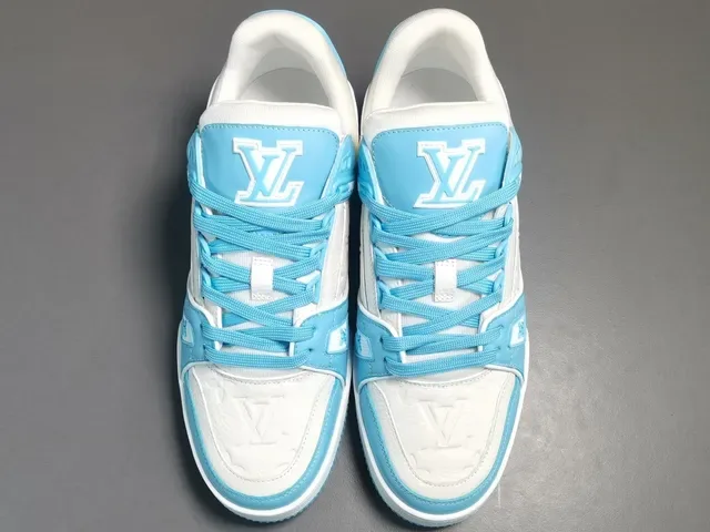 Louis Vuitton LV Trainer Blue White Layered Cage Construction Asymmetrical Strap System Lifestyle Sneakers 15