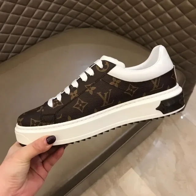 Louis Vuitton LV Trainer Brown White Monogram Canvas Platform Sole Lifestyle Sneakers 3