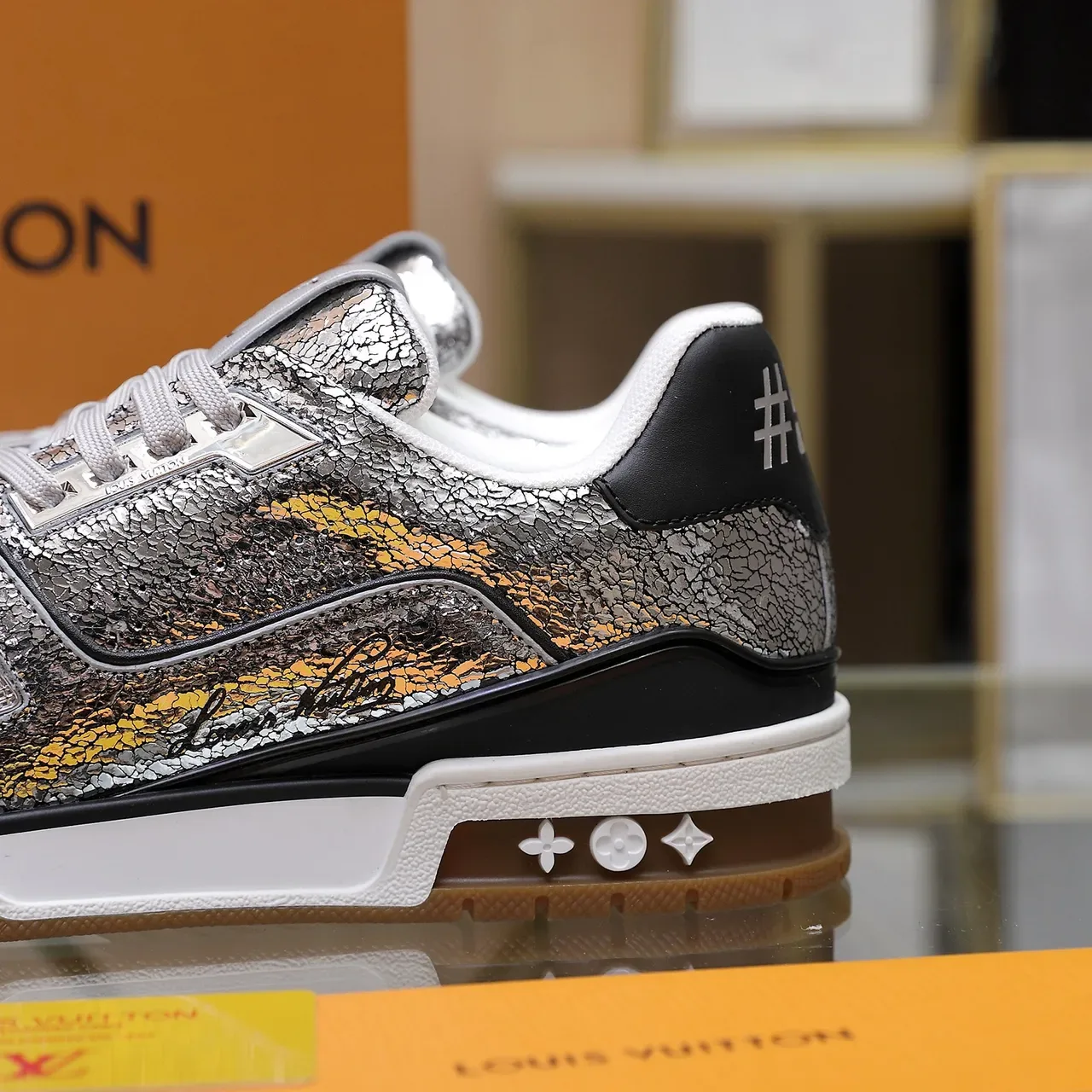 Louis Vuitton LV Trainer Metallic Silver Black Lifestyle Sneakers 4