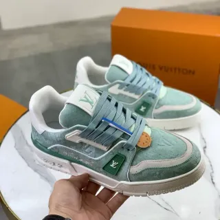 Louis Vuitton LV Trainer Verde Menta Monograma Texturizado Lifestyle Sneakers