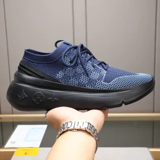 Louis Vuitton LV Trainer Azul Marinho Tricô Estilo De Vida Tênis