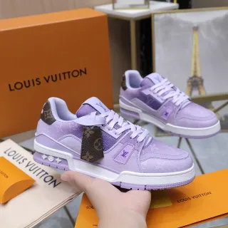 Louis Vuitton LV Trainer Zapatillas Lifestyle Púrpura Marrón Cuero Layered Monogram Canvas