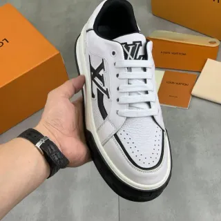 Louis Vuitton LV Trainer White Black Leather Monogram Logo Chunky Sneakers