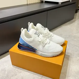 Louis Vuitton LV Trainer Blancos Azules con Upper Knit Monogram Hardware Lifestyle Sneakers
