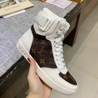 Louis Vuitton LV Trainer 白色棕色 高帮 Monogram 帆布 生活方式 运动鞋
