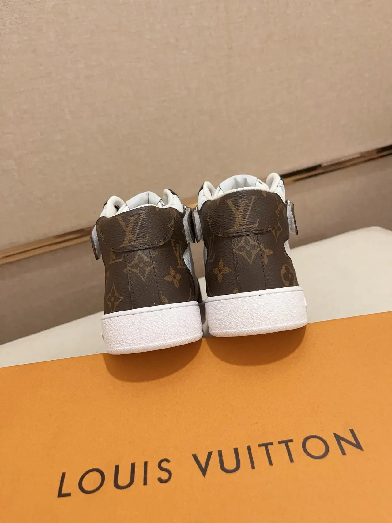 Louis Vuitton LV Trainer White Brown High-Top Monogram Mesh Lifestyle Sneakers 8