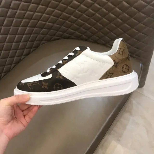 Louis Vuitton LV Trainer White Brown Monogram Canvas Embossed Leather Lifestyle Sneakers 3