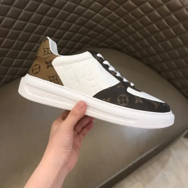 Louis Vuitton LV Trainer White Brown Monogram Canvas Embossed Leather Lifestyle Sneakers 4
