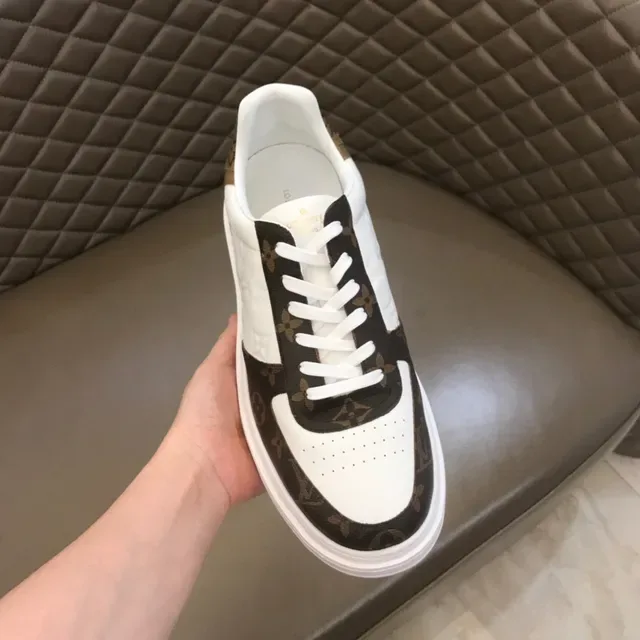 Louis Vuitton LV Trainer White Brown Monogram Canvas Embossed Leather Lifestyle Sneakers 5