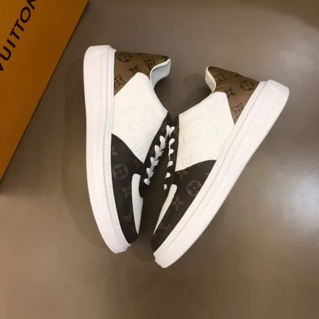 Louis Vuitton LV Trainer White Brown Monogram Canvas Embossed Leather Lifestyle Sneakers 6