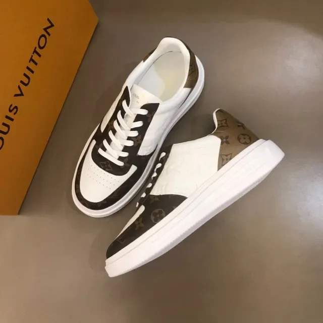 Louis Vuitton LV Trainer White Brown Monogram Canvas Embossed Leather Lifestyle Sneakers 8